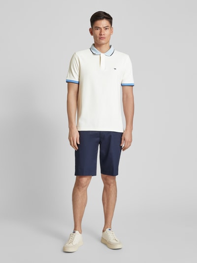 Fynch-Hatton Regular fit poloshirt met contrastgarnering Offwhite gemêleerd - 1