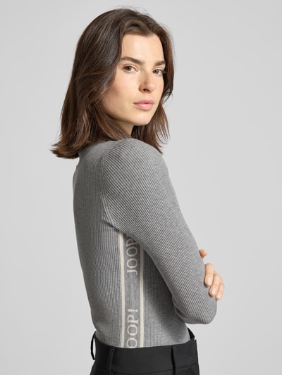 JOOP! Strickpullover aus Viskose-Mix mit Stehkragen Modell 'Koni' Hellgrau Melange 3