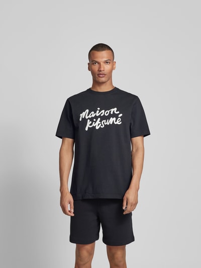 MAISON KITSUNE T-Shirt mit Label-Print Black 4