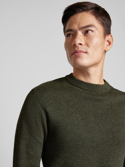 Jack & Jones Premium Gebreide pullover met opstaande kraag, model 'MILANO' Olijfgroen - 3