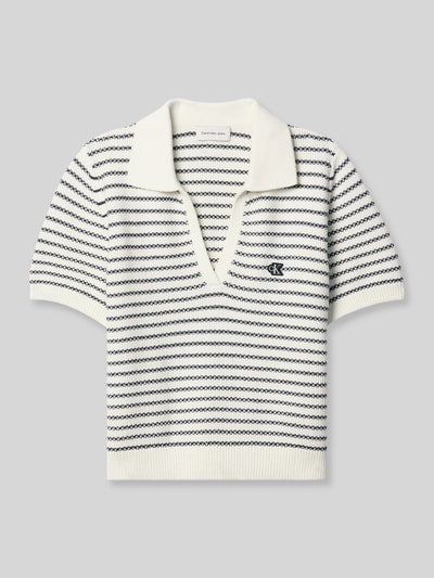 Calvin Klein Jeans Regular Fit Poloshirt aus Baumwoll-Mix in Strick-Optik Beige 2