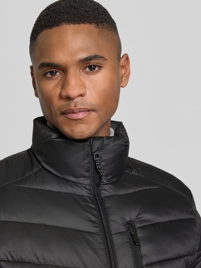 Tom Tailor Denim Regular fit gewatteerd jack met verticale borstzak met rits Zwart - 3
