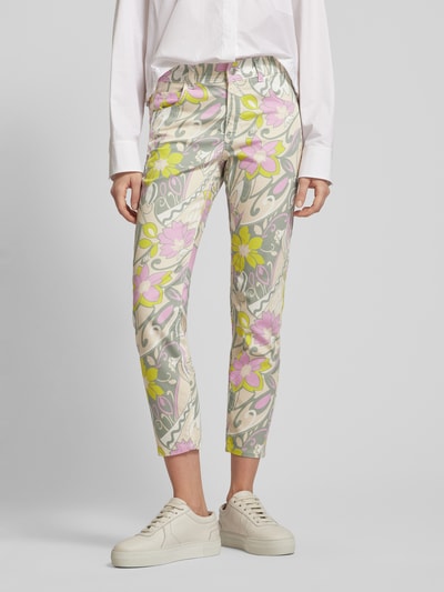 Angels Slim fit broek met all-over bloemenprint, model 'ORNELLA' Felroze - 4