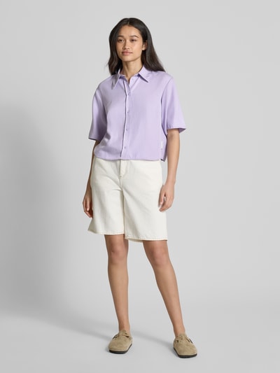 Marc O'Polo Denim Cropped Hemdbluse mit Knopfleiste Flieder 1