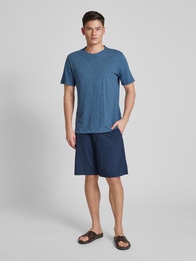Knowledge Cotton Apparel Regular fit T-shirt met ronde hals, model 'Narrow' Blauw - 1