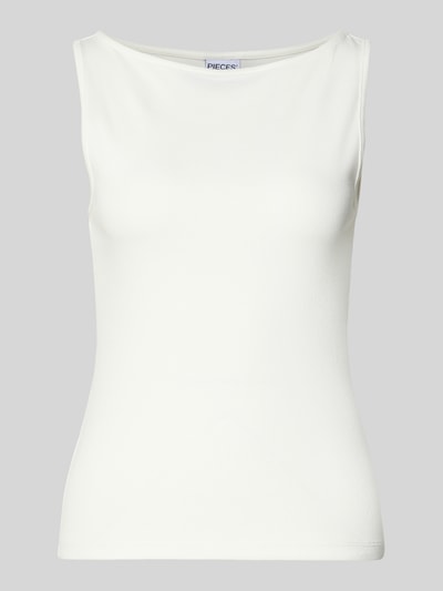 Produktfoto, Slim Fit Tanktop aus katoenmix Model 'MAY' van PIECES, look: effen, ribstructuur, smalle bandjes, u-hals