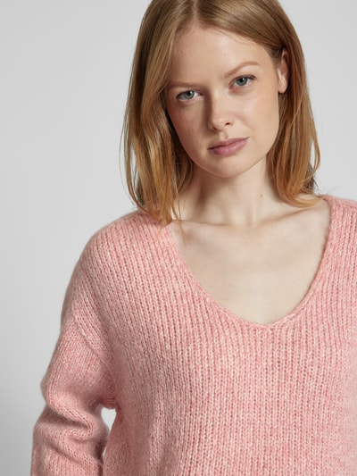 Drykorn Oversized Wollpullover mit Strukturmuster Modell 'SOMAIJA' Rose 3