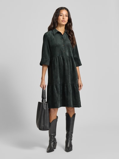 OPUS Knielanges Kleid aus Cord Modell 'Wispa' Petrol 1