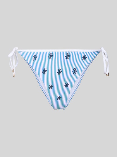 Productfoto, Bikinihose aus Seesucker mit Bindebändern van TOMMY HILFIGER met All-over motief, regular fit, bindceintuur, logo-applicatie, logo-stitching, blauw-witte strepen, gestructureerde stof