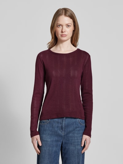 Vero Moda Slim Fit Langarmshirt aus reiner Baumwolle mit feinem Lochmuster Modell 'LISA' Rot 4