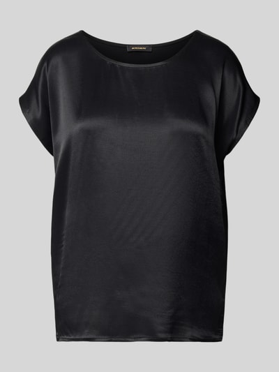 Produktfoto, T-Shirt mit U-Boot-Ausschnitt von MORE & MORE aus Viskose-Elasthan-Mix, lockere Passform, unifarbenes Design, schwarz
