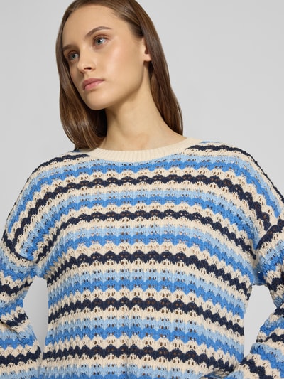 ONLY Regular Fit Strickpullover aus Baumwoll-Mix Modell 'ASA' Bleu 3