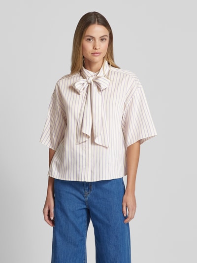 Selected Femme Regular fit blouseshirt met en strikdetail, model 'LANA JUNO' Offwhite - 4