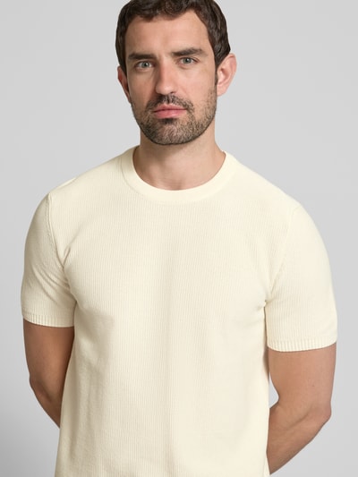 JOOP! Jeans T-Shirt mit gerippten Abschlüssen Modell 'Simoro' Offwhite 3