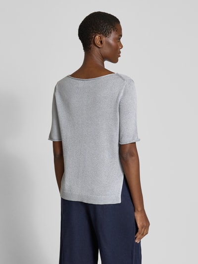Marc O'Polo Regular fit gebreide pullover van een mix van katoen en linnen Rookblauw - 5