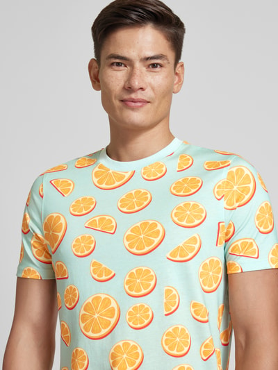 MCNEAL T-shirt we wzory na całej powierzchni Neonowy pomarańczowy 3