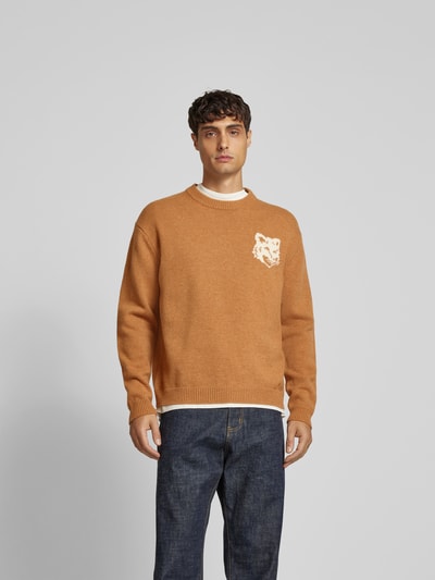 MAISON KITSUNE Pullover mit Label-Print Camel 4