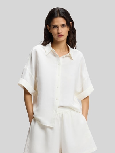 BOSS Orange Regular Fit Bluse aus Leinen-Viskose-Mix Modell 'BISENAS' Offwhite 4