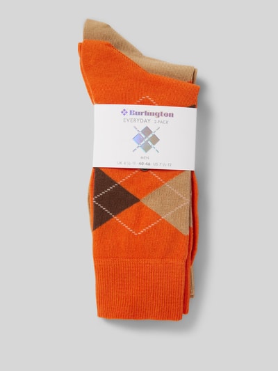 Burlington Socken mit Label-Applikation Modell 'Everyday Argyle' im 2er-Pack Beige 3