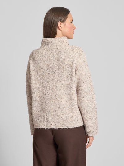 FREE/QUENT Sweter z dzianiny z prążkowanymi wykończeniami model ‘Grsnemes’ Beżowy 5