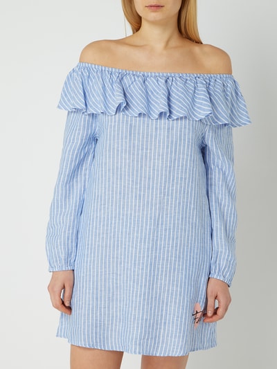 Frogbox Off Shoulder Kleid aus Leinen  Hellblau 4