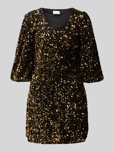 Jake*s Collection Minikleid mit V-Ausschnitt und Pailletten Gold 2