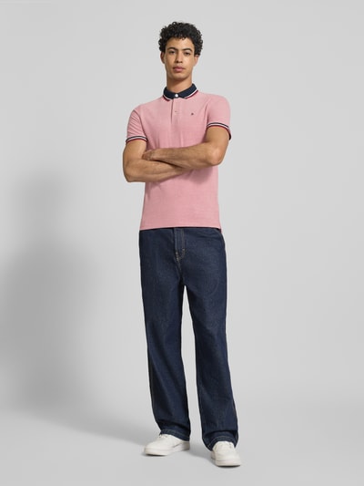 JACK & JONES Koszulka polo o kroju slim fit z dodatkiem wiskozy Model 'Paulos' Czerwony melanż 1