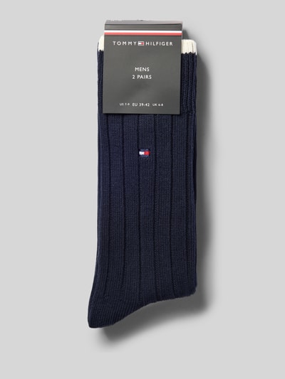 Produktfoto, dunkelblaue Socken aus Baumwoll-Mix von Tommy Hilfiger, gerippte Textur, Herren Socken von Tommy Hilfiger