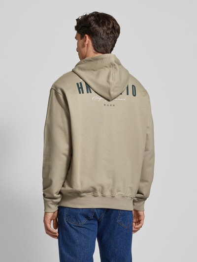 WOODBIRD Hoodie met labelprint, model 'PACS' Beige - 5