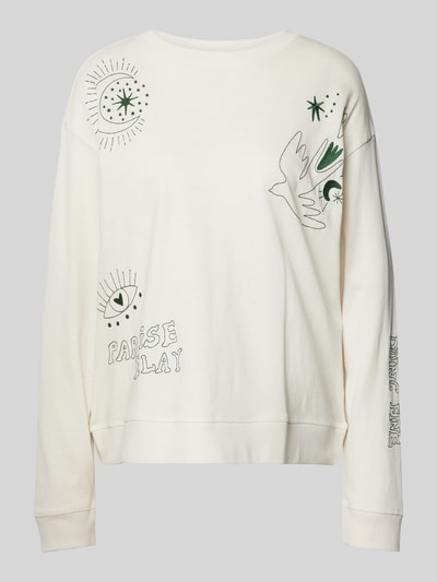 Jake*s Casual Longsleeve mit Allover-Muster Offwhite 2