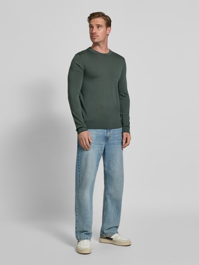 SELECTED HOMME Regular fit pullover van zuivere merinowol, model 'TRAY' Donkergroen - 1