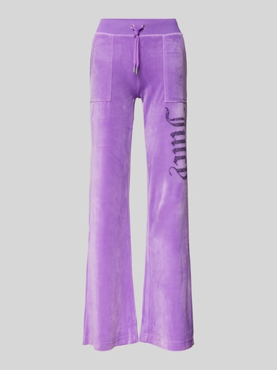 Juicy Couture Bootcut sweatpants met label en siersteentjes, model 'LAYLA' Lila - 2