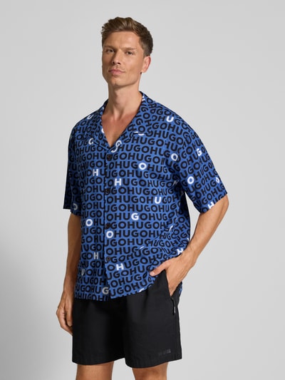 HUGO Relaxed Fit Freizeithemd aus reiner Viskose Modell 'CALAL' Bleu 4