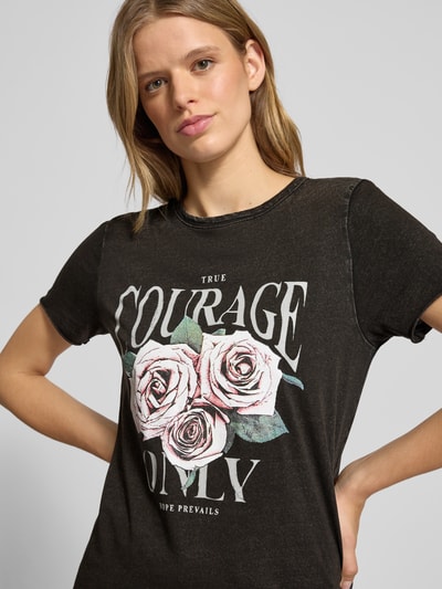Only Regular fit T-shirt van puur katoen, model 'LUCY' Zwart - 3