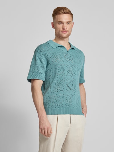 JAKE*S STUDIO MEN Poloshirt mit V-Ausschnitt Helltuerkis 4