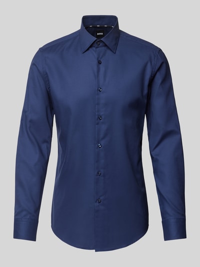 BOSS Slim fit zakelijk overhemd met kentkraag Marineblauw - 2