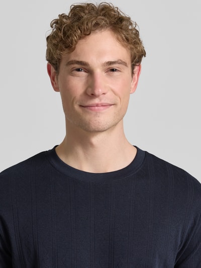 Lindbergh T-Shirt in Jaquard-Strick mit Rundhalsausschnitt Marine 3