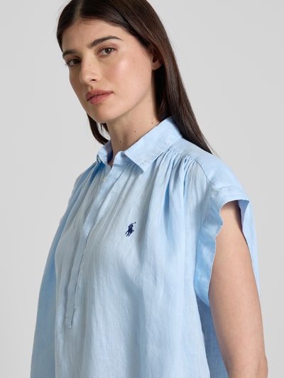 Polo Ralph Lauren Leinenbluse mit Label-Stitching Hellblau 3