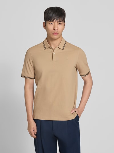 bugatti Regular Fit Poloshirt mit Logo-Stitching Beige 4