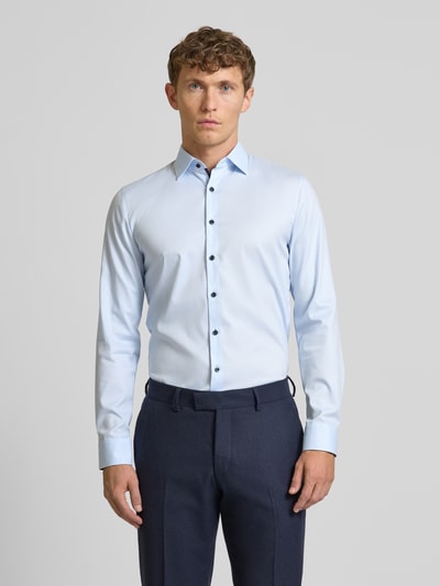 OLYMP No. Six Super Slim Fit Business-Hemd mit Strukturmuster Modell 'New York' Bleu 4