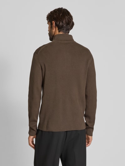 Lindbergh Strickpullover mit Troyer-Kragen Mittelbraun 5