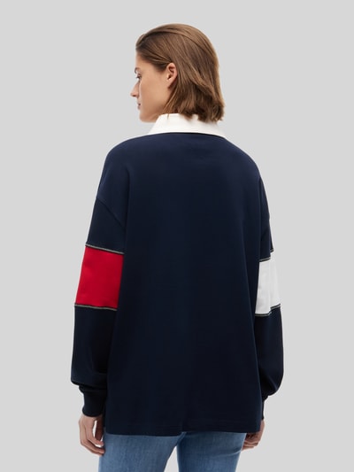 Tommy Jeans Oversize rugbyshirt van puur katoen met logoprint Marineblauw - 5