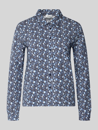 s.Oliver RED LABEL Relaxed fit blouseshirt van katoenmix Blauw - 2