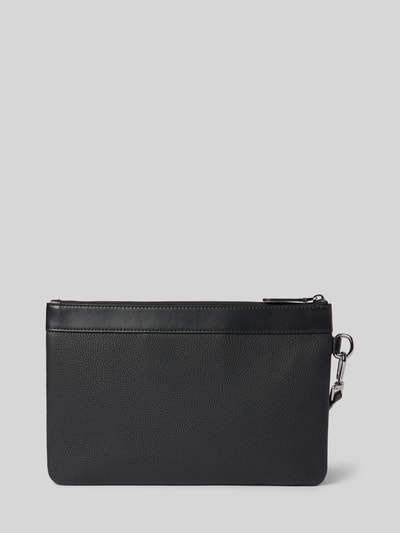 Produktfoto, Travel Pouch aus echtem Leder von Michael Kors, schwarze Farbe, feines Strukturmuster, Reißverschluss, Logo-Detail erkennbar