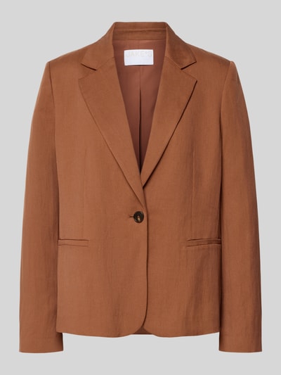 Productfoto, Regular Fit Blazer mit Paspeltaschen van Jake*s collectie, bruin, reverskraag, knoopsluiting, paspelzakken, maat 38 ruglengte 65 cm, borstwijdte 52 cm, mouwlengte 43 cm