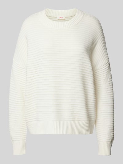 s.Oliver RED LABEL Oversized gebreide pullover met gestructureerd streepmotief Offwhite - 2