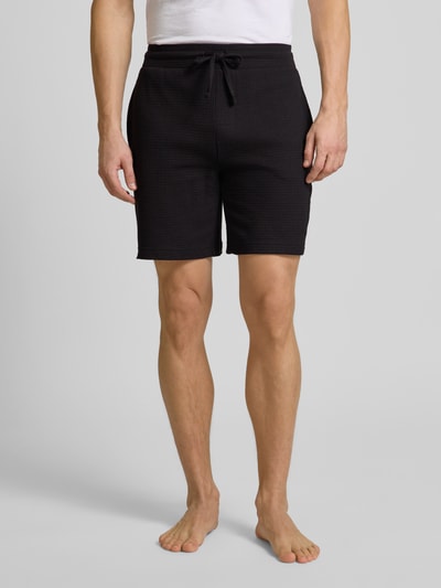 HUGO Regular Fit Sweatshorts mit Strukturmuster Modell 'Austin' Black 4