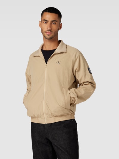 Calvin Klein Jeans Sweatjack met labelpatch, model 'HARRINGTON' Beige - 4