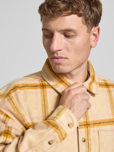 BLKVIS Regular fit flanellen overhemd met viscose Offwhite - 3