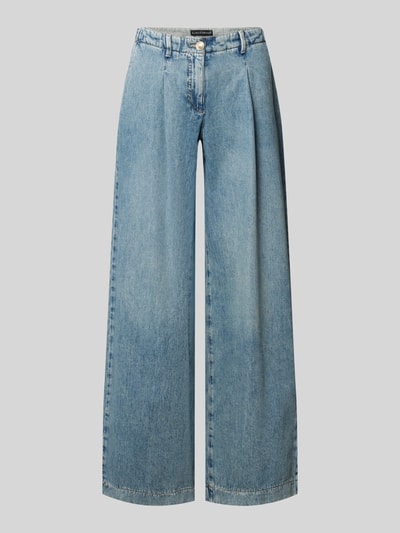 Produktfoto, Wide Leg Jeans mit Eingrifftaschen von Luisa Cerano aus Baumwoll-Lyocell-Mix in Hellblau, sichtbare Struktur, Damen Jeans